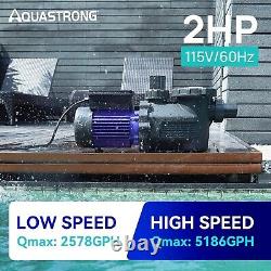 Aquastrong PSP200 2HP 5186GPH In/Above Ground Dual Speed Swimming Pool Pump