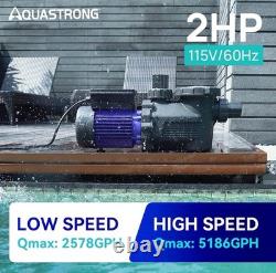 Aquastrong PSP200AD 2HP 5186GPH In/Above Ground Dual Speed Swimming Pool Pump