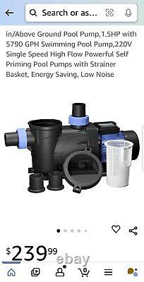 BOMGIE? SPX-1504A1.5 HP Pool Pump Inground, 5790GPH Above Ground Swimming Pool