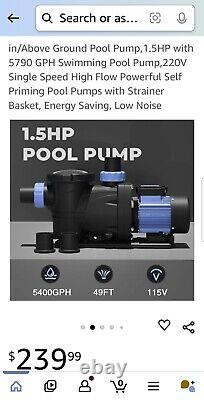 BOMGIE? SPX-1504A1.5 HP Pool Pump Inground, 5790GPH Above Ground Swimming Pool