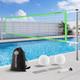 Base Free Swimming Pool Volleyball Net Set For Inground/above Ground Pools, 4-he