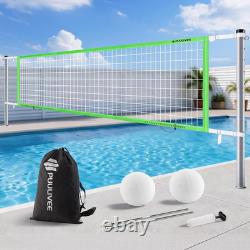 Base Free Swimming Pool Volleyball Net Set for Inground/Above Ground Pools, 4-He