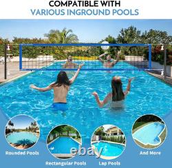 Base Free Swimming Pool Volleyball Net Set for Inground Pools 3-Height Adjusta