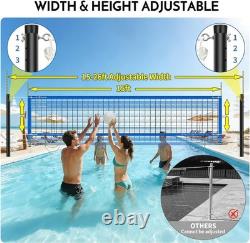 Base Free Swimming Pool Volleyball Net Set for Inground Pools with 3-Height Adju