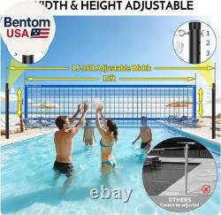 Base Free Swimming Pool Volleyball Net Set for Inground Pools with 3-Height Adju