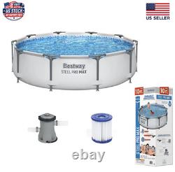 Bestway 10' x 30 Steel Pro Frame Max Round Above Ground Swimming Pool with Pum