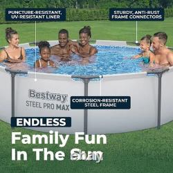 Bestway 10' x 30 Steel Pro Frame Max Round Above Ground Swimming Pool with Pum