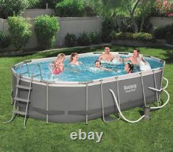 Bestway 16ft x 10ft x 42in Power Steel Above Ground Swimming Pool Set with Pump