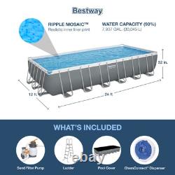 Bestway 24' x 12' x 52 Power Steel Above Ground Swimming Pool Set (For Parts)