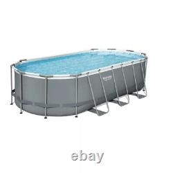 Bestway 561CDE Power Steel 18FT x 9FT x 48IN Oval Above Ground Swimming Pool Set