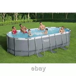 Bestway 561CDE Power Steel 18FT x 9FT x 48IN Oval Above Ground Swimming Pool Set