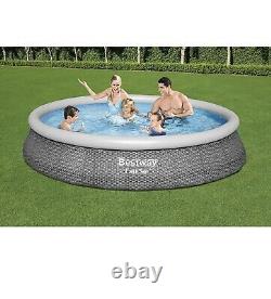 Bestway 57323E Fast Ground Swimming Pool Set (13' x 33), Rattan With Pump NEW