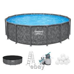 Bestway APX 365 16' x 48 Round Above Ground Swimming Pool Set with Pump & Ladder