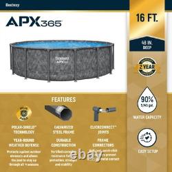Bestway APX 365 16' x 48 Round Above Ground Swimming Pool Set with Pump & Ladder