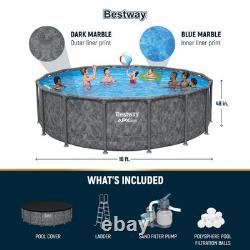 Bestway APX 365 16' x 48 Round Above Ground Swimming Pool Set with Pump & Ladder