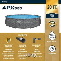 Bestway APX 365 20'x52 Round Above Ground Swimming Pool Set with Pump & Ladder