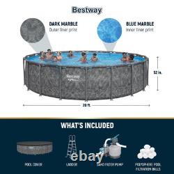 Bestway APX 365 20'x52 Round Above Ground Swimming Pool Set with Pump & Ladder