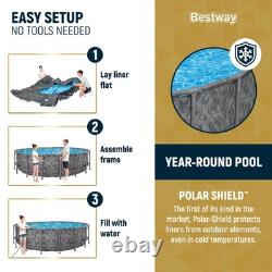 Bestway APX 365 20'x52 Round Above Ground Swimming Pool Set with Pump & Ladder