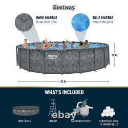 Bestway APX 365 22'x52 Round Above Ground Swimming Pool Set with Pump & Ladder