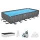 Bestway Apx 365 24' X 12' X 52 Rectangular Above Ground Swimming Pool Set, Gray