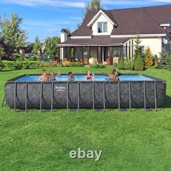 Bestway APX 365 24' x 12' x 52 Rectangular Above Ground Swimming Pool Set, Gray
