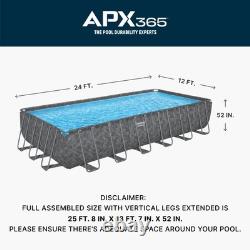 Bestway APX 365 24' x 12' x 52 Rectangular Above Ground Swimming Pool Set, Gray