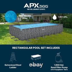 Bestway APX 365 24' x 12' x 52 Rectangular Above Ground Swimming Pool Set, Gray