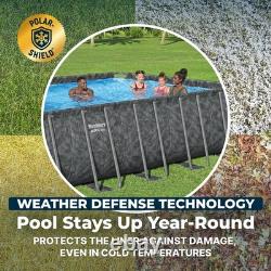 Bestway APX 365 24' x 12' x 52 Rectangular Above Ground Swimming Pool Set, Gray