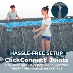 Bestway APX 365 24' x 12' x 52 Rectangular Above Ground Swimming Pool Set, Gray
