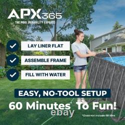 Bestway APX 365 24' x 12' x 52 Rectangular Above Ground Swimming Pool Set, Gray