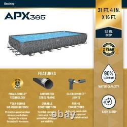 Bestway APX 365 31'4 x 16' x 52 Rectangular Above Ground Swimming Pool Set