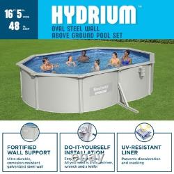 Bestway Hydrium 16'5 x 12' x 48 Steel Wall Oval Above Ground Swimming Pool Set