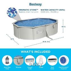 Bestway Hydrium 16'5 x 12' x 48 Steel Wall Oval Above Ground Swimming Pool Set