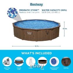 Bestway Hydrium 16' x 52 Steel Wall Round Above Ground Swimming Pool Set Bestway Hydrium 16' x 52 Steel Wall Round Above Ground Swimming Pool Set