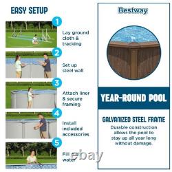 Bestway Hydrium 16' x 52 Steel Wall Round Above Ground Swimming Pool Set