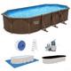 Bestway Hydrium 24'x12'x52 Oval Above Ground Swimming Pool Set, Brown (used)