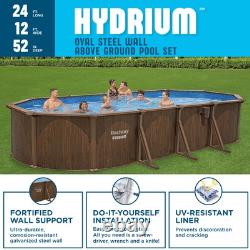 Bestway Hydrium 24'x12'x52 Oval Above Ground Swimming Pool Set, Brown (Used)