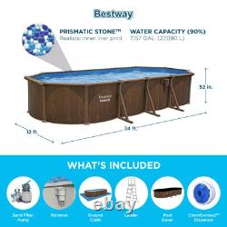 Bestway Hydrium 24'x12'x52 Oval Above Ground Swimming Pool Set, Brown (Used)