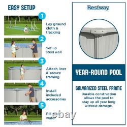 Bestway Hydrium 24'x12'x52 Oval Above Ground Swimming Pool Set, Brown (Used)