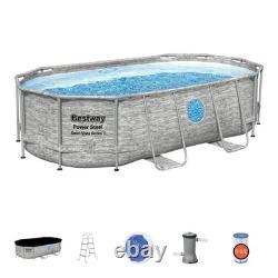 Bestway Multicolor LED Waterfall & 14'x8'x39.5 Above Ground Swimming Pool Set