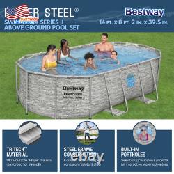 Bestway Power Steel Swim Vista 14' x 8'2 x 39.5 Above Ground Swimming Pool Set