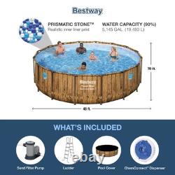 Bestway Power Steel Swim Vista 16' x 48 Round Above Ground Swimming Pool Set