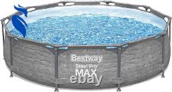 Bestway Steel Pro MAX 10 x 30 Round Above Ground Swimming Pool Set Outdoor Metal