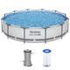 Bestway Steel Pro Max 12 Foot By 30 Inch Above Ground Swimming Pool Set, Gray