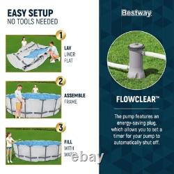 Bestway Steel Pro MAX 12 Foot by 30 Inch Above Ground Swimming Pool Set, Gray