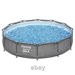 Bestway Steel Pro MAX 12' x 30 Above Ground Swimming Pool Set, Gray (Open Box)