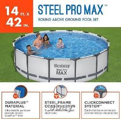 Bestway Steel Pro MAX 14' X 42 Round Above Ground Swimming Pool Set Outdoor Pool