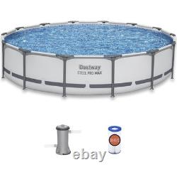 Bestway Steel Pro MAX 14' x 33 Round Above Ground Swimming Pool Set, 530 GPH