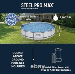Bestway Steel Pro MAX 14' x 33 Round Above Ground Swimming Pool Set, 530 GPH
