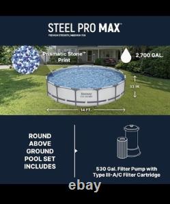Bestway Steel Pro MAX 14' x 33 Round Above Ground Swimming Pool Set, 530 GPH